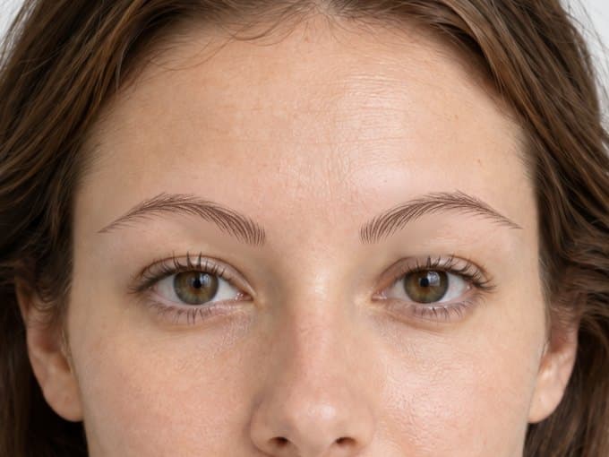 A demo face with the Feather Arch brow shape previewed in the Brow Studio